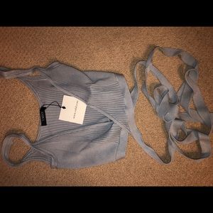 Grey Cropped wrap top